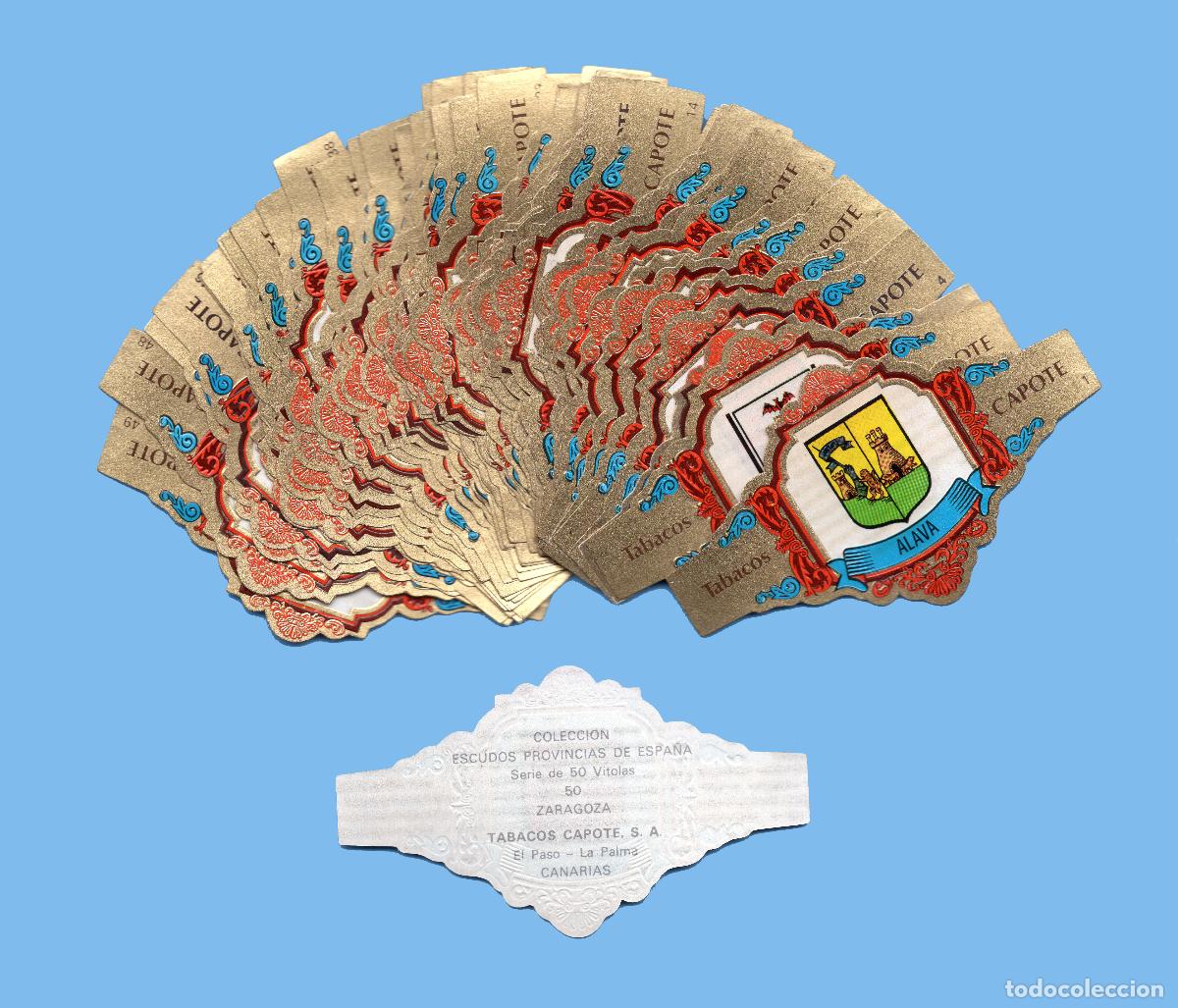 Vitolas de colecci&oacute;n: SERIE COMPLETA DE 50 VITOLAS - MARCA TABACOS CAPOTE (CANARIAS) - ESCUDOS PROVINCIAS ESPA&Ntilde;OLAS