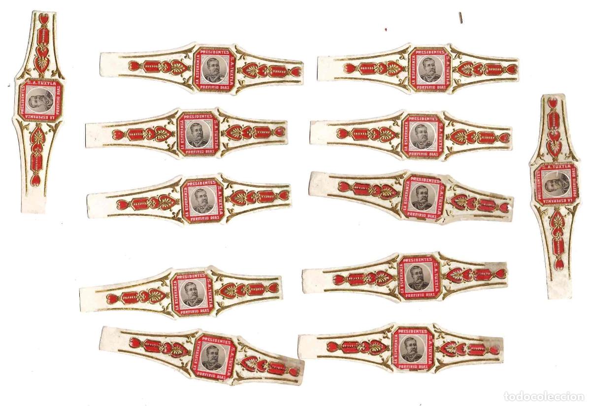 Vitolas de colecci&oacute;n: LOTE 12 Vitolas LA ESPERANZA TUXTLA MEXICO. PRESIDENTES PORFIRIO DIAZ