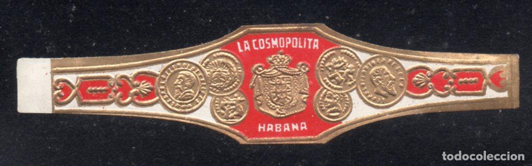 Vitolas de colecci&oacute;n: VITOLA CLASICA: 156019, TEMA ESCUDOS, LA COSMOPOLITA, CUBA.