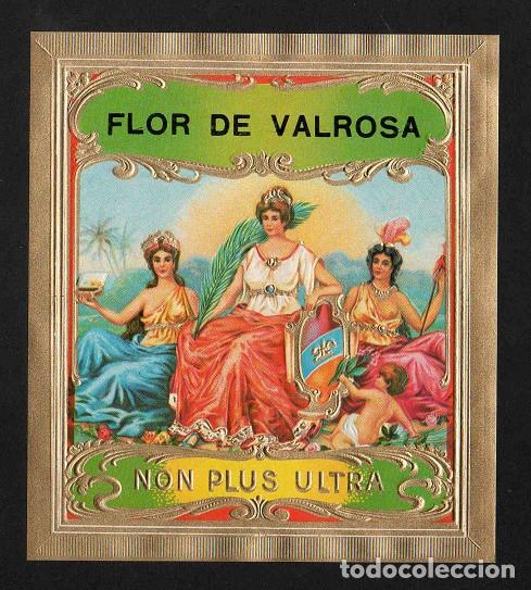 Vitolas de colecci&oacute;n: Vitola, original litograf&iacute;a. Antigua litograf&iacute;a de caja de tabacos. Flor de Valrosa.