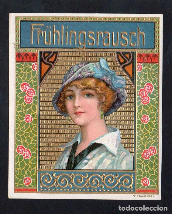 Vitolas de colecci&oacute;n: Vitola, original litograf&iacute;a. Antigua litograf&iacute;a de caja de tabacos. Fr&uuml;hlingsrausch.
