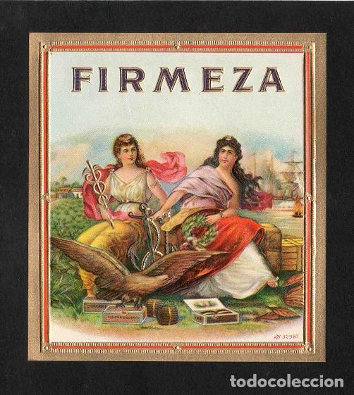 Vitolas de colecci&oacute;n: Vitola, original litograf&iacute;a. Antigua litograf&iacute;a de caja de tabacos. Firmeza.