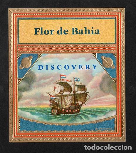 Vitolas de colecci&oacute;n: Vitola, original litograf&iacute;a. Antigua litograf&iacute;a de caja de tabacos. Flor de Bahia.