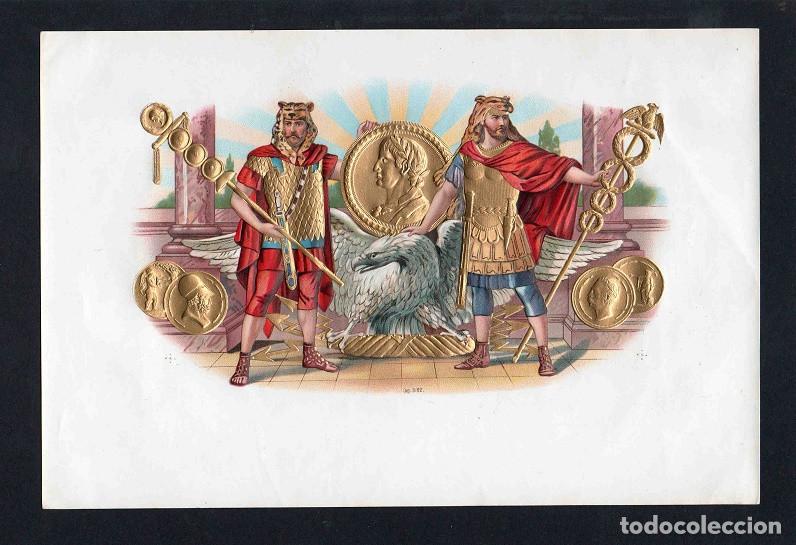 Vitolas de colecci&oacute;n: Vitola, original litograf&iacute;a. Antigua litograf&iacute;a de caja de tabacos. Germanicus.