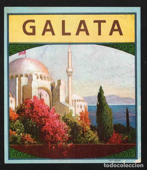 Vitolas de colecci&oacute;n: Vitola, original litograf&iacute;a. Antigua litograf&iacute;a de caja de tabacos. Galata.