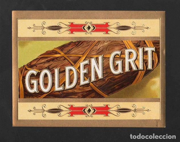 Vitolas de colecci&oacute;n: Vitola, original litograf&iacute;a. Antigua litograf&iacute;a de caja de tabacos. Golden Grit.