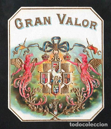 Vitolas de colecci&oacute;n: Vitola, original litograf&iacute;a. Antigua litograf&iacute;a de caja de tabacos. Gran Valor.