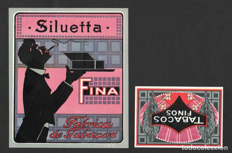 Vitolas de colecci&oacute;n: Vitolas, originales litograf&iacute;as. Antiguas litograf&iacute;as de cajas de tabacos. Siluetta.