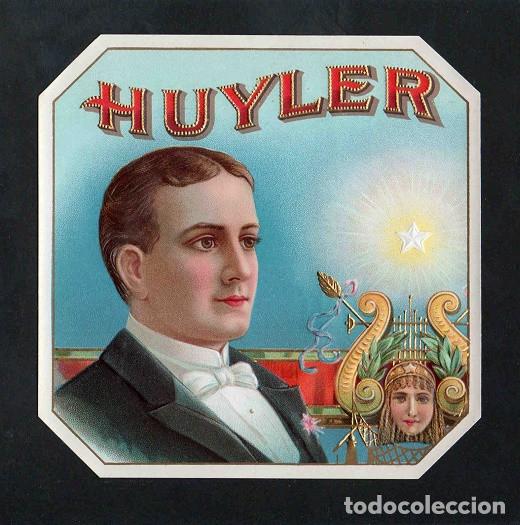 Vitolas de colecci&oacute;n: Vitola, original litograf&iacute;a. Antigua litograf&iacute;a de caja de tabacos. Huyler.