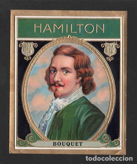 Vitolas de colecci&oacute;n: Vitola, original litograf&iacute;a. Antigua litograf&iacute;a de caja de tabacos. Hamilton.