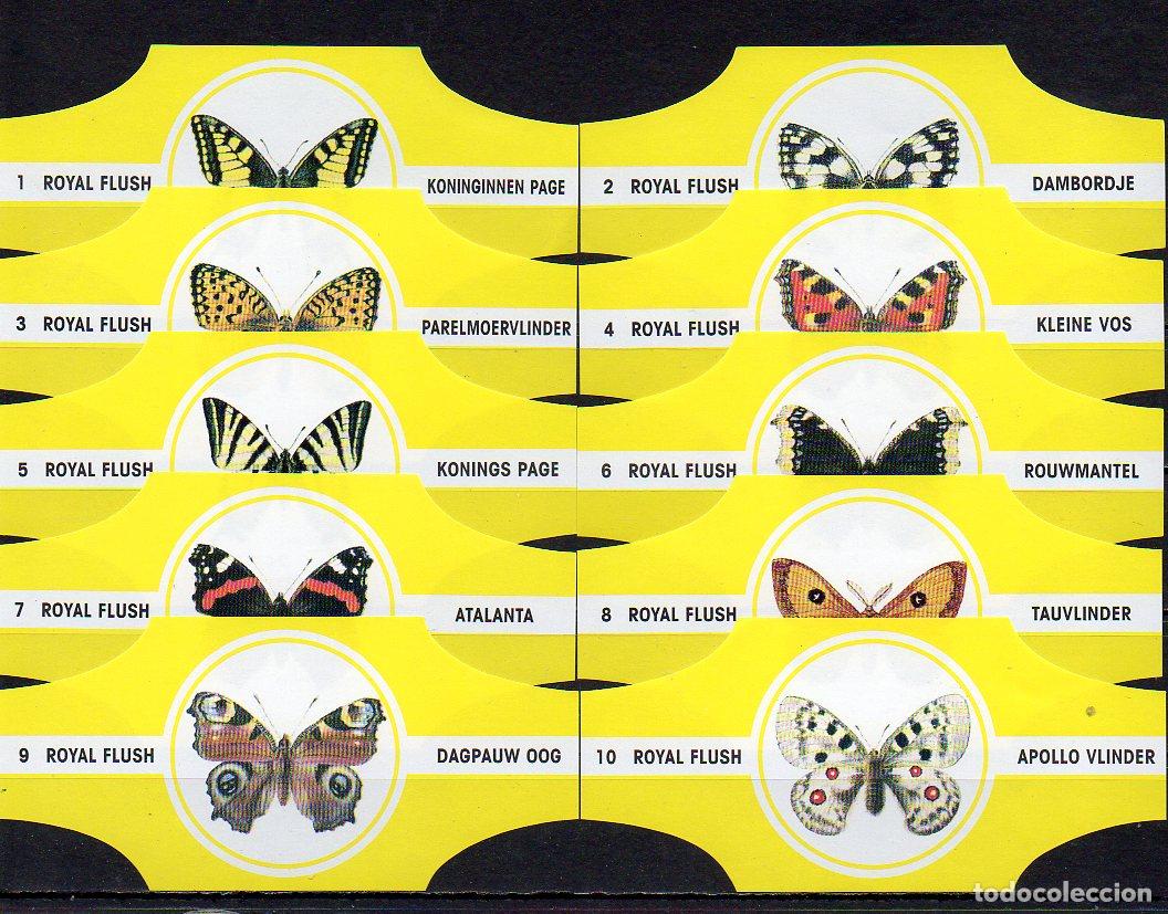 Vitolas de colecci&oacute;n: ROYAL FLUSH, MARIPOSAS, AMARILLO S/G. 10 VITOLAS, SERIE COMPLETA.