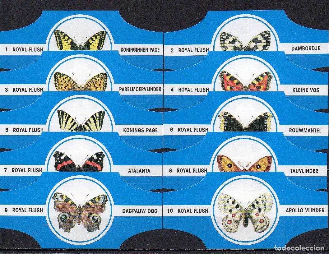 Vitolas de colecci&oacute;n: ROYAL FLUSH, MARIPOSAS, AZUL S/G. 10 VITOLAS, SERIE COMPLETA.