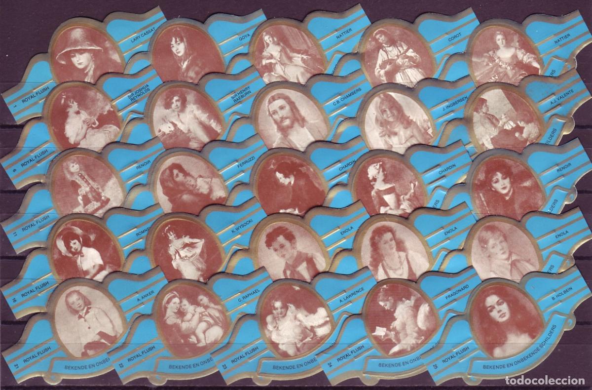 Vitolas de colecci&oacute;n: ROYAL FLUSH, RETRATOS DE DIFERENTES PINTORES, AZUL, 25 VITOLAS, SERIE COMPLETA.