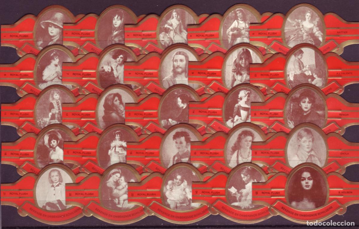 Vitolas de colecci&oacute;n: ROYAL FLUSH, RETRATOS DE DIFERENTES PINTORES, NARANJA, 25 VITOLAS, SERIE COMPLETA.