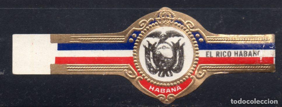 Vitolas de colecci&oacute;n: VITOLA CLASICA: 166007, TEMA BANDERAS, EL RICO HABANO, CUBA.