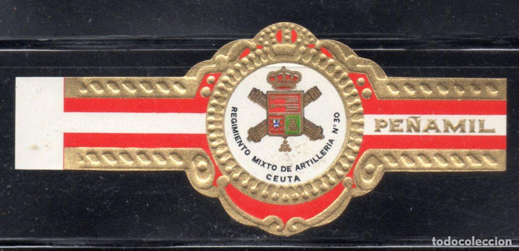 Vitolas de colecci&oacute;n: VITOLA CLASICA: 166018, TEMATICA MILITAR, REGIMIENTO MIXTO DE ARTILLERIA N&ordm; 30, CEUTA, PE&Ntilde;AMIL.
