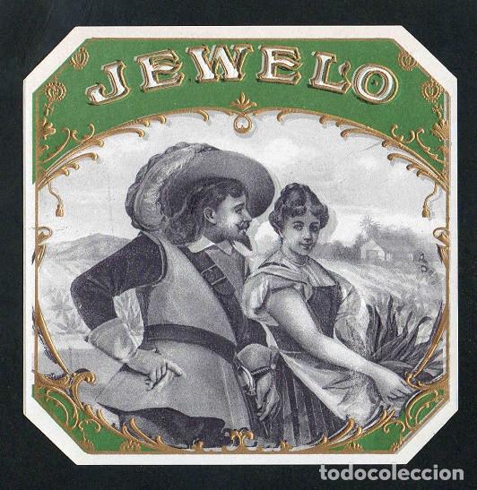 Vitolas de colecci&oacute;n: Vitola, original litograf&iacute;a. Antigua litograf&iacute;a de caja de tabacos. Jewelo.