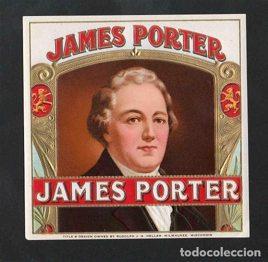 Vitolas de colecci&oacute;n: Vitola, original litograf&iacute;a. Antigua litograf&iacute;a de caja de tabacos. James Porter.