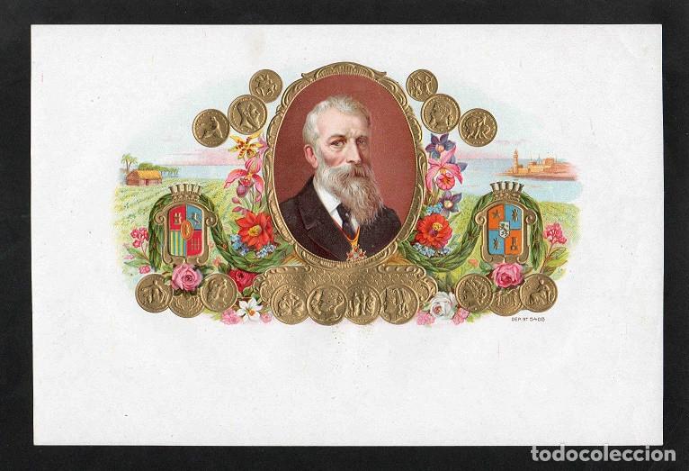Vitolas de colecci&oacute;n: Vitola, original litograf&iacute;a. Antigua litograf&iacute;a de caja de tabacos. Henry Moissan (Untitled).