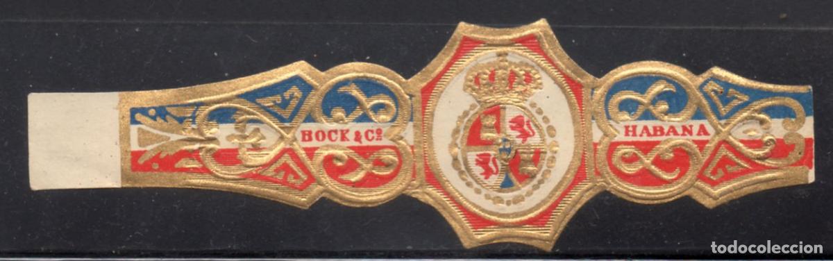 Vitolas de colecci&oacute;n: VITOLA CLASICA: 176001, TEMA ESCUDOS, BOCK & C&ordm;, HABANA, CUBA.