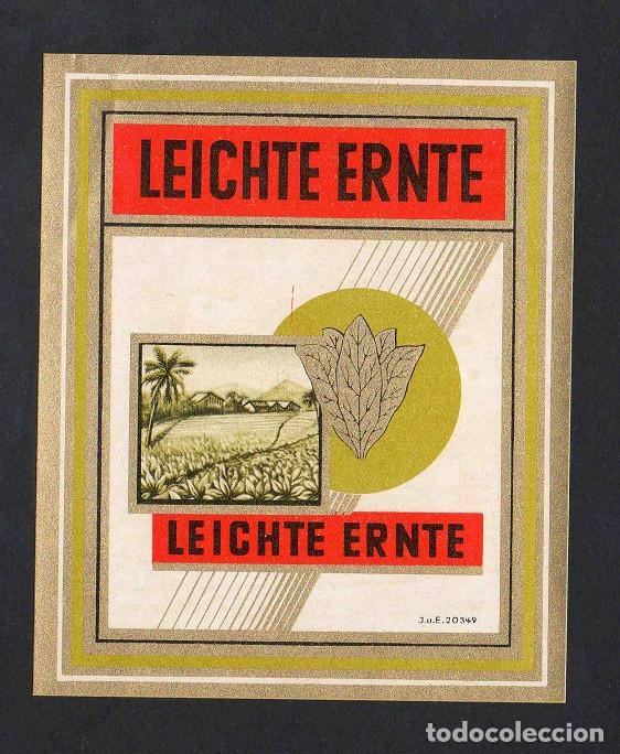 Vitolas de colecci&oacute;n: Vitola, original litograf&iacute;a. Antigua litograf&iacute;a de caja de tabacos. Leichte Ernte.