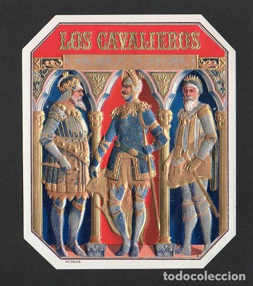 Vitolas de colecci&oacute;n: Vitola, original litograf&iacute;a. Antigua litograf&iacute;a de caja de tabacos. Los Cavalieros.