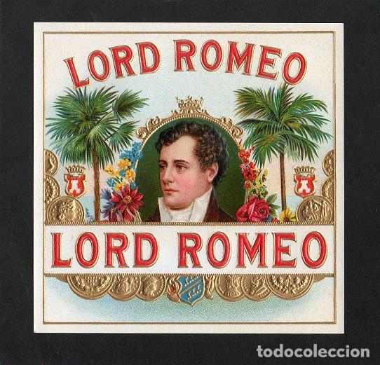 Vitolas de colecci&oacute;n: Vitola, original litograf&iacute;a. Antigua litograf&iacute;a de caja de tabacos. Lord Romeo.