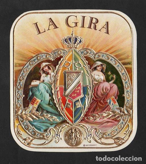Vitolas de colecci&oacute;n: Vitola, original litograf&iacute;a. Antigua litograf&iacute;a de caja de tabacos. La Gira.
