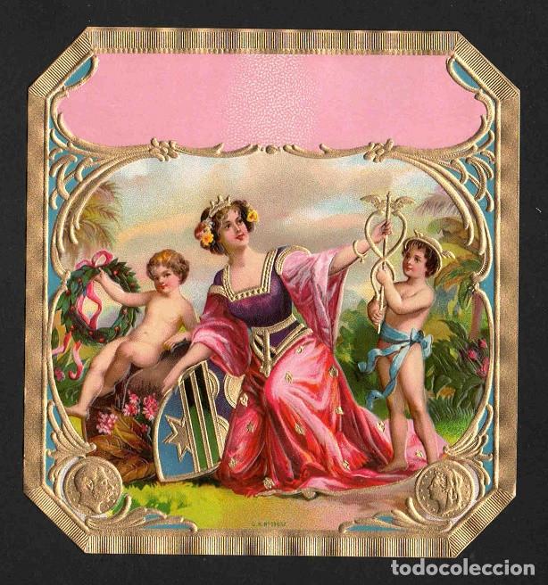 Vitolas de colecci&oacute;n: Vitola, original litograf&iacute;a. Antigua litograf&iacute;a de caja de tabacos. La Ravanesa (Untitled).