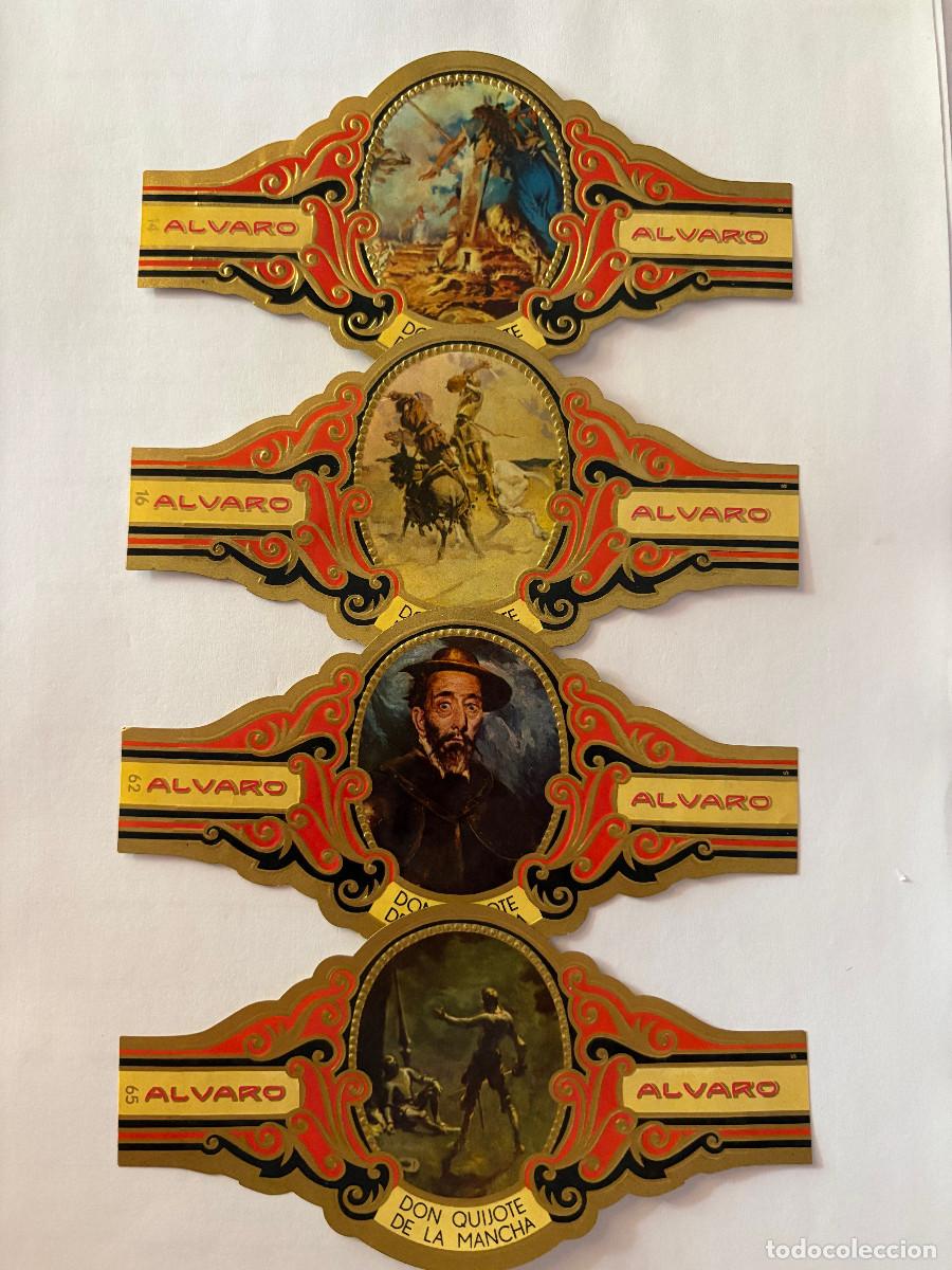 Vitolas de colecci&oacute;n: Lote de 28 vitolas de gran tama&ntilde;o de la serie Don Quijote de la marca ALVARO