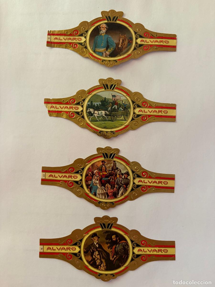 Vitolas de colecci&oacute;n: Lote de cuatro vitolas del amarca ALVARO de la Guerra civil de EEUU