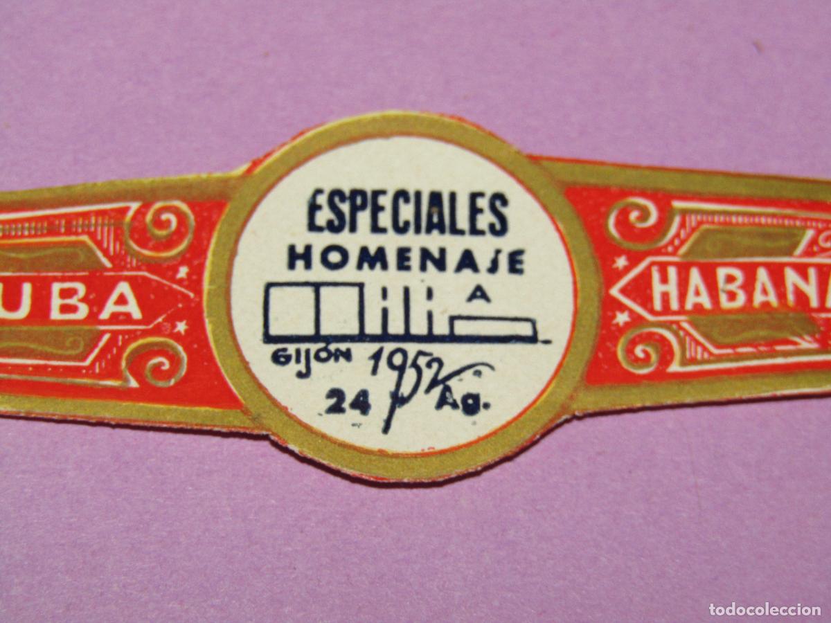Vitolas de colecci&oacute;n: Antigua Vitola Puro Habano Especiales Homenaje a ? en Gij&oacute;n el 24 de Agosto del A&ntilde;o 1952