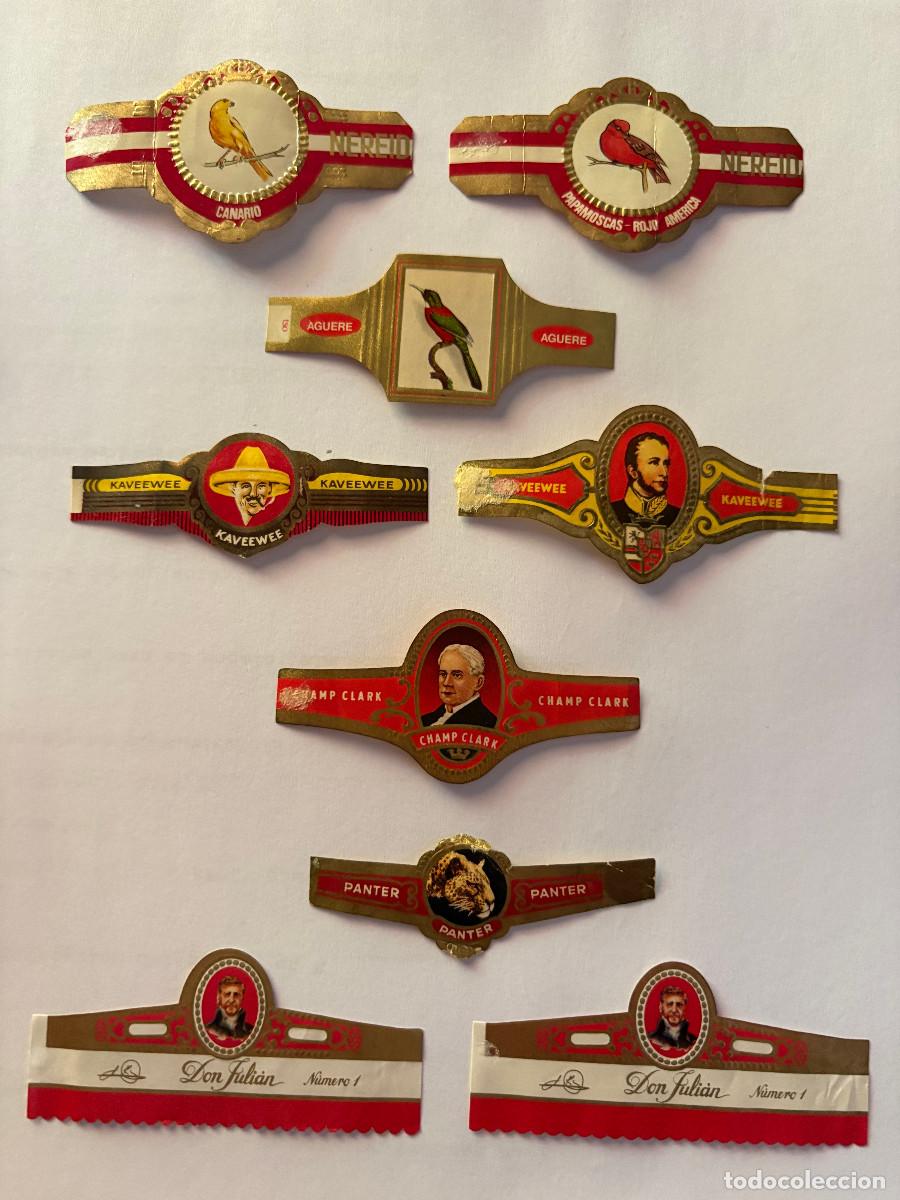 Vitolas de colecci&oacute;n: Lote de nueve vitolas variadas, mitad siglo XX
