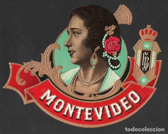 Vitolas de colecci&oacute;n: Vitola, original litograf&iacute;a. Antigua litograf&iacute;a de caja de tabacos. Montevideo.