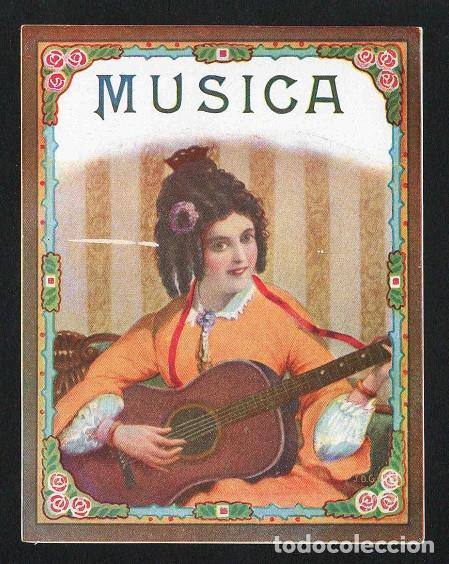 Vitolas de colecci&oacute;n: Vitola, original litograf&iacute;a. Antigua litograf&iacute;a de caja de tabacos. Musica.