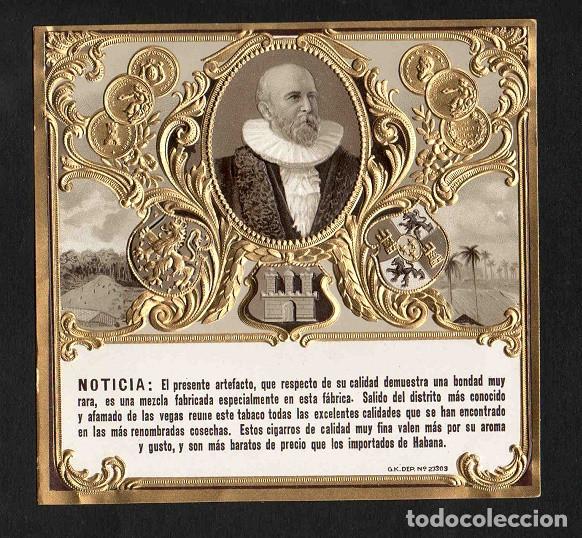 Vitolas de colecci&oacute;n: Vitola, original litograf&iacute;a. Antigua litograf&iacute;a de caja de tabacos. Noticia.