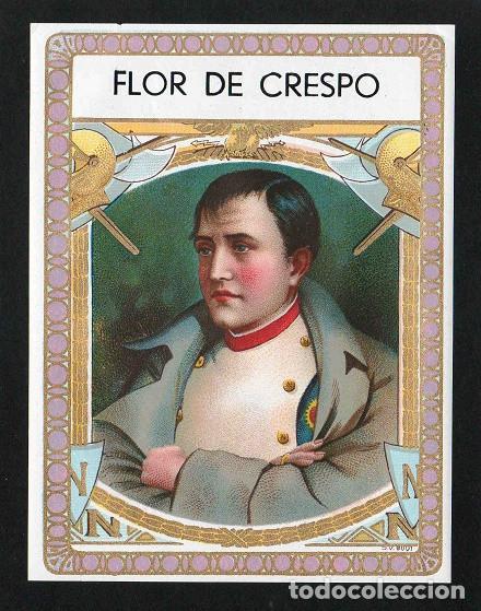Vitolas de colecci&oacute;n: Vitola, original litograf&iacute;a. Antigua litograf&iacute;a de caja de tabacos. Napoleon (Flor de Crespo).