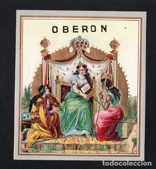 Vitolas de colecci&oacute;n: Vitola, original litograf&iacute;a. Antigua litograf&iacute;a de caja de tabacos. Oberon.