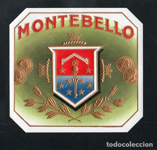 Vitolas de colecci&oacute;n: Vitola, original litograf&iacute;a. Antigua litograf&iacute;a de caja de tabacos. Montebello.