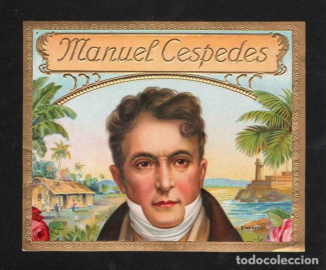 Vitolas de colecci&oacute;n: Vitola, original litograf&iacute;a. Antigua litograf&iacute;a de caja de tabacos. Manuel Cespedes.