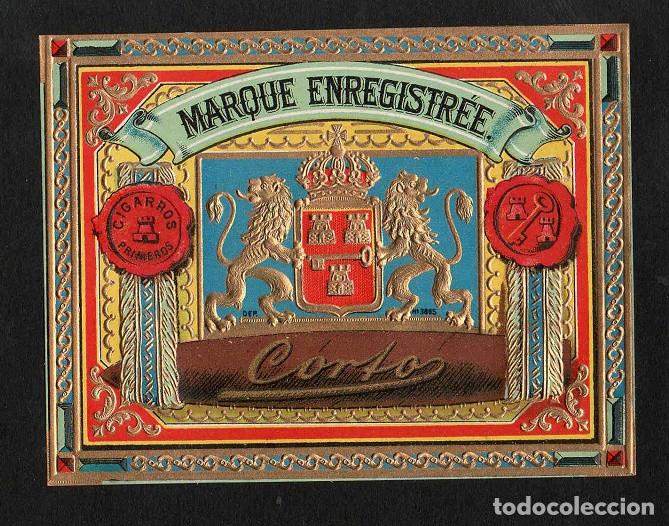 Vitolas de colecci&oacute;n: Vitola, original litograf&iacute;a. Antigua litograf&iacute;a de caja de tabacos. Marca Registrada (Cortos).
