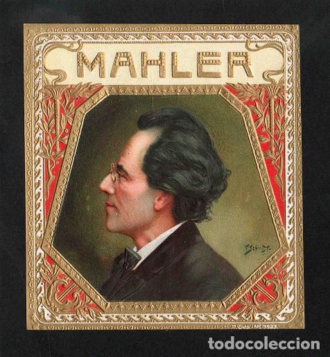 Vitolas de colecci&oacute;n: Vitola, original litograf&iacute;a. Antigua litograf&iacute;a de caja de tabacos. Gustav Mahler (1860-1911).