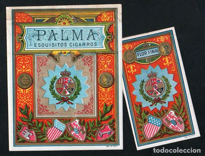 Vitolas de colecci&oacute;n: Vitolas, original litograf&iacute;as. Conjunto 2 litograf&iacute;as tabaqueras antiguas. Palma.