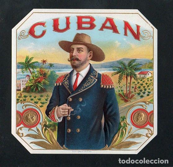 Vitolas de colecci&oacute;n: Vitola, original litograf&iacute;a. Antigua litograf&iacute;a de caja de tabacos. Cuban.
