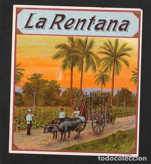 Collection cigar bands: Vitola, original litograf&iacute;a. Antigua litograf&iacute;a de caja de tabacos. La Rentana.