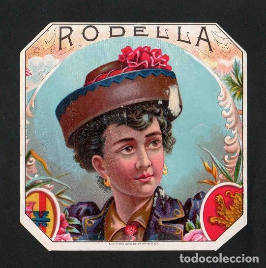 Vitolas de colecci&oacute;n: Vitola, original litograf&iacute;a. Antigua litograf&iacute;a de caja de tabacos. Rodella.
