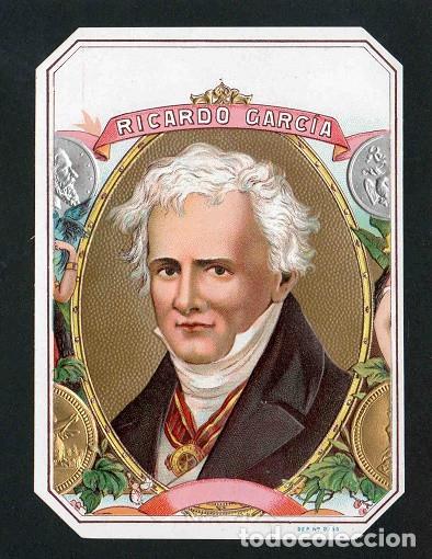 Vitolas de colecci&oacute;n: Vitola, original litograf&iacute;a. Antigua litograf&iacute;a de caja de tabacos. Ricardo Garcia.