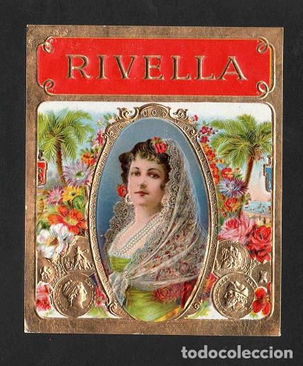 Vitolas de colecci&oacute;n: Vitola, original litograf&iacute;a. Antigua litograf&iacute;a de caja de tabacos. Rivella.