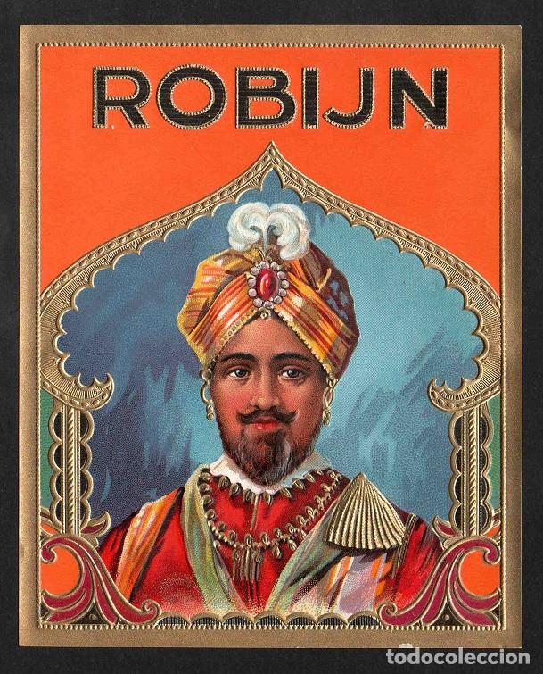 Vitolas de colecci&oacute;n: Vitola, original litograf&iacute;a. Antigua litograf&iacute;a de caja de tabacos. Robijn.