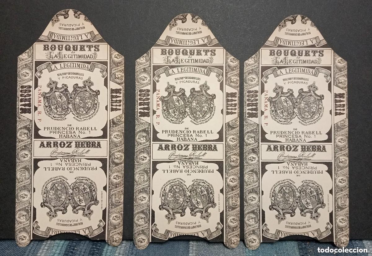 Vitolas de colecci&oacute;n: LA LEGITIMIDAD. REAL FABRICA DE CIGARRILLOS Y PICADURAS DE PRUDENCIO RABELL. HABANA CUBA ARROZ HEBRA